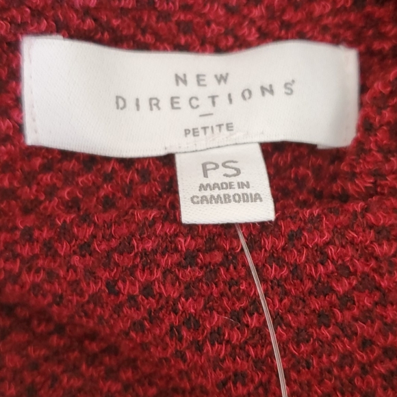 New Directions hacci cowl Neck red Sweater Size S Petite  3/4 sleeves Valentines - Picture 11 of 14